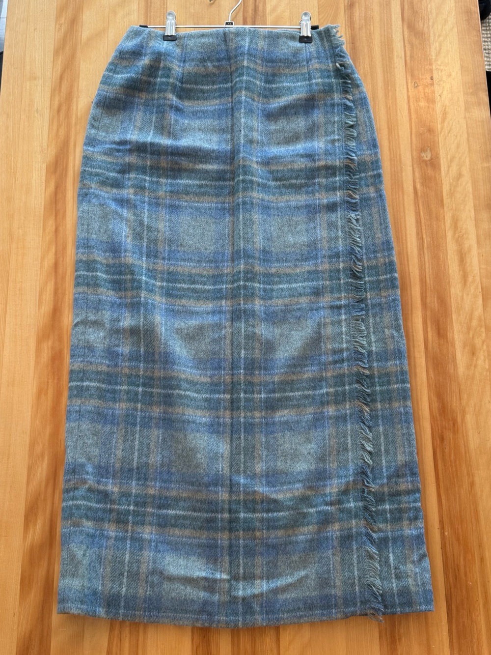 Talbots Blue and tan Plaid Wrap Skirt
